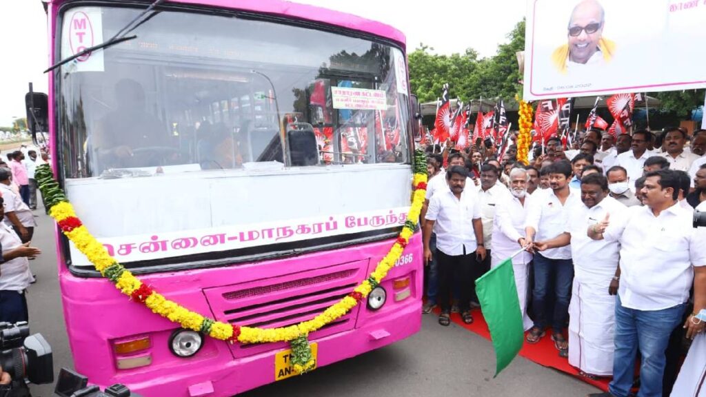 சென்னையில் பிங்க் பஸ் சேவை – உதயநிதி ஸ்டாலின் தொடங்கி வைத்தார்!