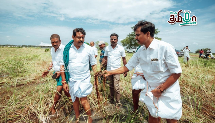 தஞ்சாவூர் நேரடி நெல் கொள்முதல் நிலையத்தை பார்வையிட்ட பாஜக மாநில தலைவர் நயினார் நாகேந்திரன்